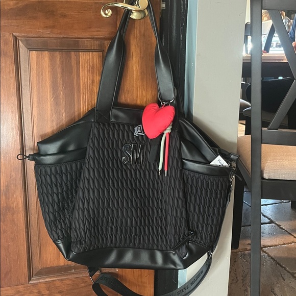 Steve Madden Quilted Black Tote Bag - Picture 1 of 3
